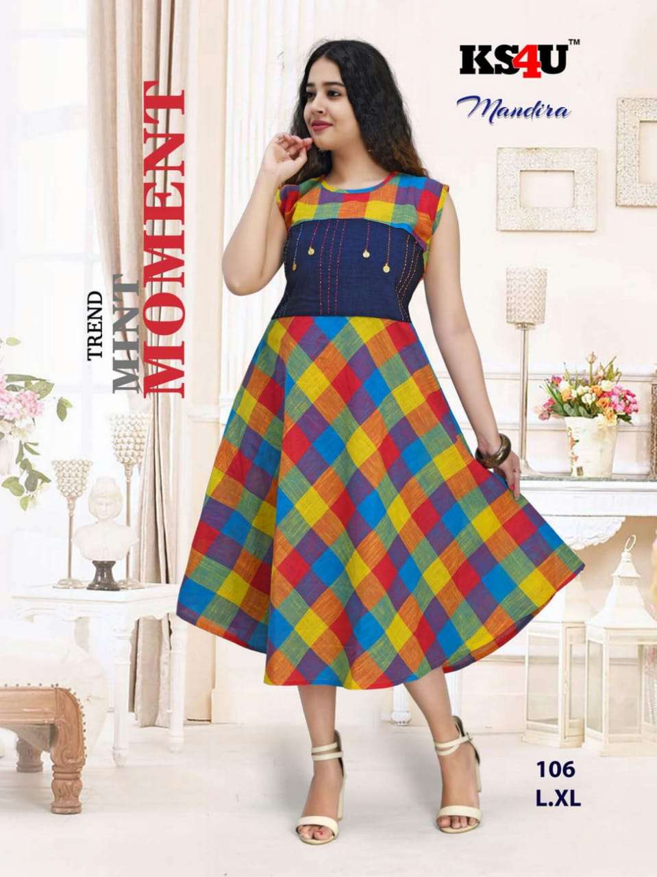 MANDIRA BY KS4U 101 TO 108 SERIES STYLISH FANCY BEAUTIFUL COLORFUL CASUAL WEAR & ETHNIC WEAR SOUTH COTTON WITH WORK KURTIS AT WHOLESALE PRICE