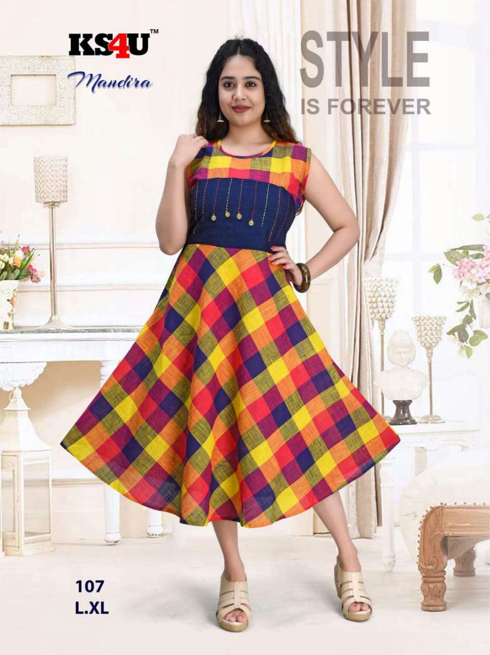 MANDIRA BY KS4U 101 TO 108 SERIES STYLISH FANCY BEAUTIFUL COLORFUL CASUAL WEAR & ETHNIC WEAR SOUTH COTTON WITH WORK KURTIS AT WHOLESALE PRICE