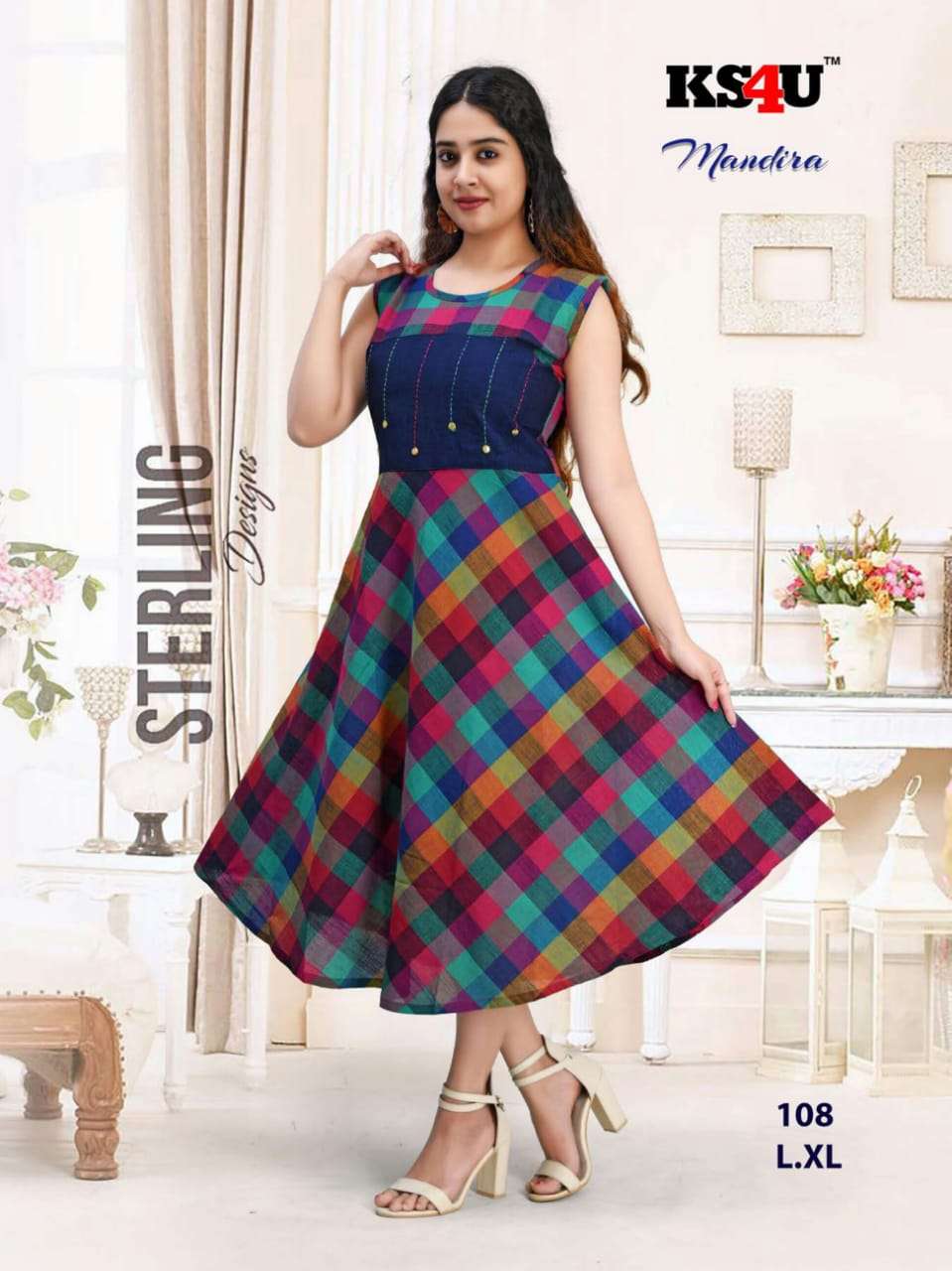 MANDIRA BY KS4U 101 TO 108 SERIES STYLISH FANCY BEAUTIFUL COLORFUL CASUAL WEAR & ETHNIC WEAR SOUTH COTTON WITH WORK KURTIS AT WHOLESALE PRICE