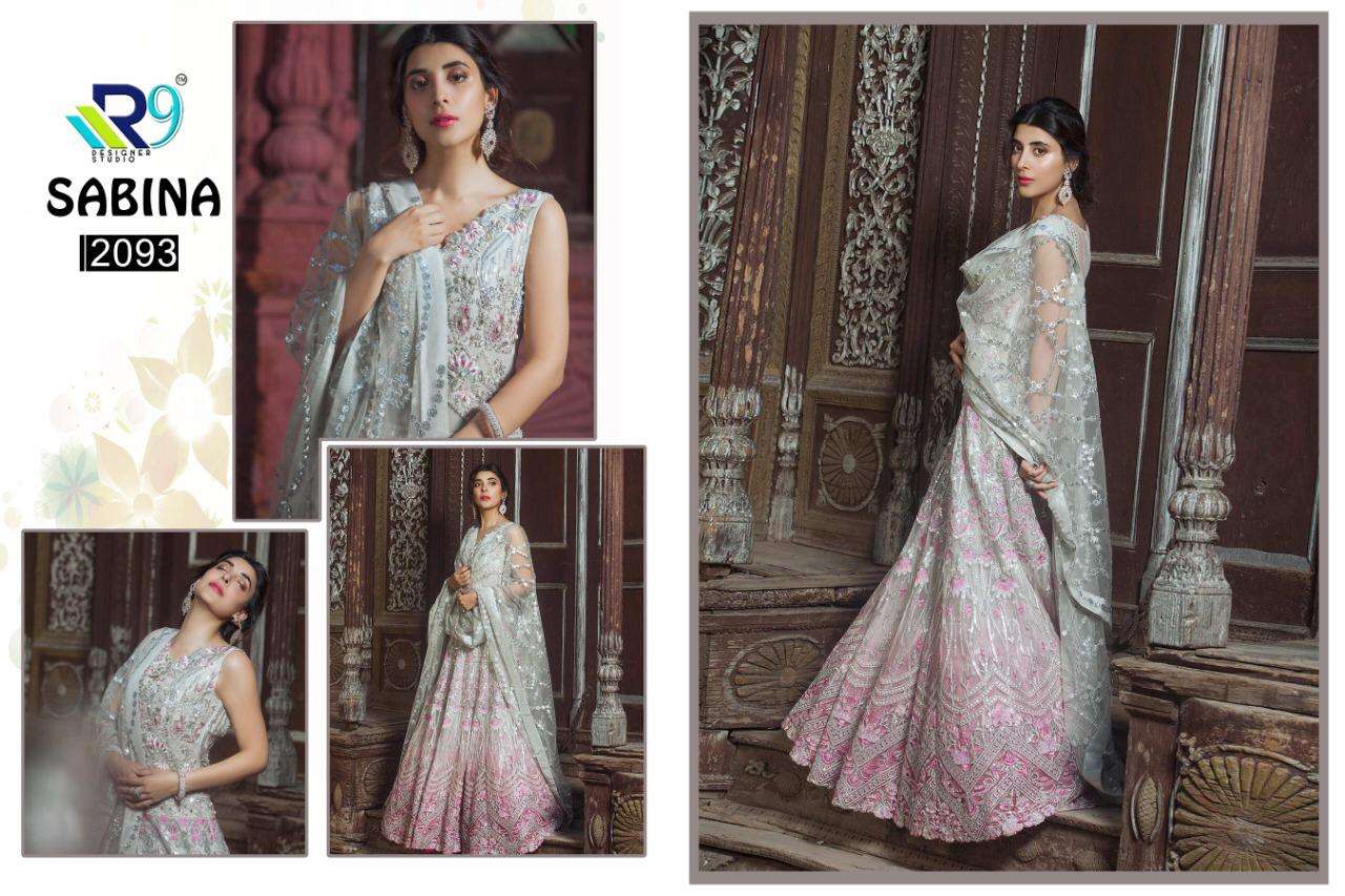 SABINA BY R9 2091 TO 2094 SERIES INDIAN TRADITIONAL WEAR COLLECTION BEAUTIFUL STYLISH FANCY COLORFUL PARTY WEAR & OCCASIONAL WEAR FAUX GEORGETTE WITH EMBROIDERY SAREES AT WHOLESALE PRICE