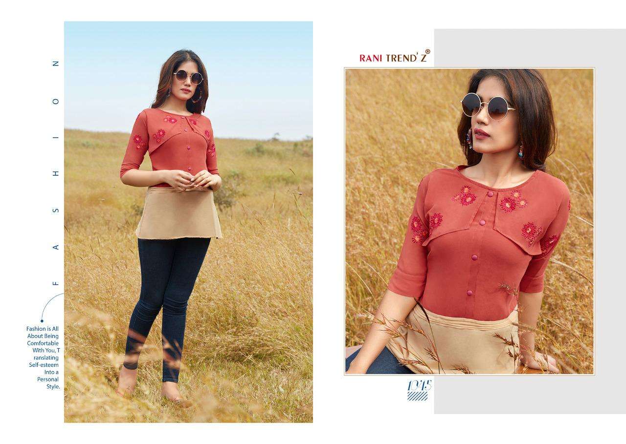 TOP MODEL VOL-6 NX BY RANI TRENDZ BEAUTIFUL STYLISH COLORFUL FANCY PARTY WEAR & ETHNIC WEAR & READY TO WEAR HEAVY FAUX GEORGETTE KURTIS AT WHOLESALE PRICE