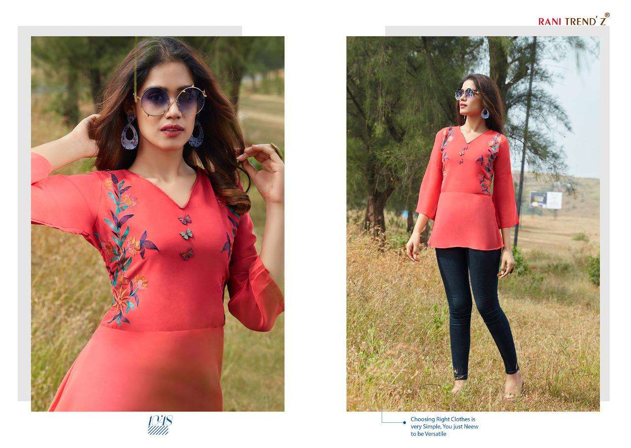 TOP MODEL VOL-6 NX BY RANI TRENDZ BEAUTIFUL STYLISH COLORFUL FANCY PARTY WEAR & ETHNIC WEAR & READY TO WEAR HEAVY FAUX GEORGETTE KURTIS AT WHOLESALE PRICE
