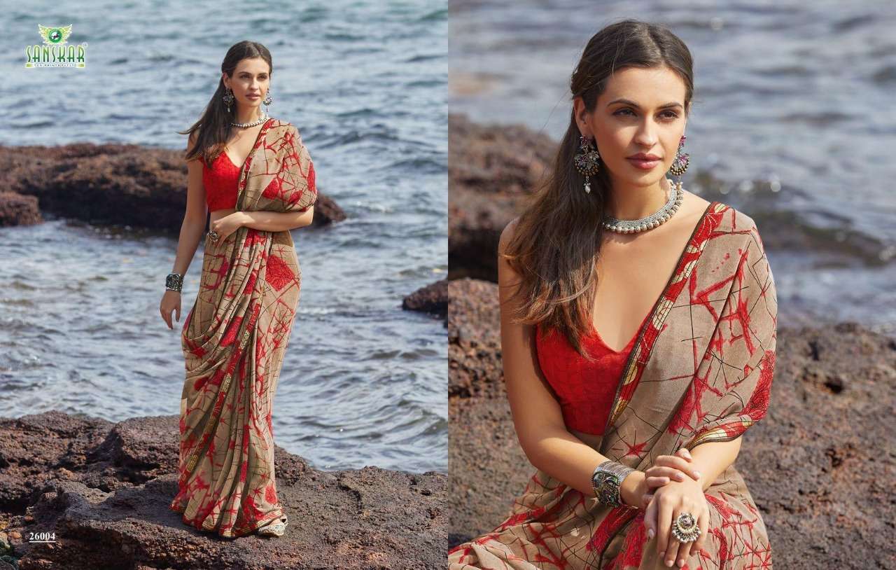 SUHANE PAL VOL-20 BY SANSKAR TEX PRINT 26001 TO 26018 SERIES A INDIAN TRADITIONAL WEAR COLLECTION BEAUTIFUL STYLISH FANCY COLORFUL PARTY WEAR & OCCASIONAL WEAR GEORGETTE PRINTED SAREES AT WHOLESALE PRICE