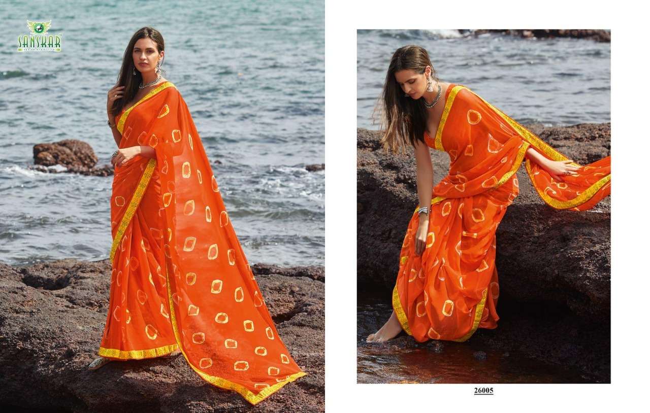 SUHANE PAL VOL-20 BY SANSKAR TEX PRINT 26001 TO 26018 SERIES A INDIAN TRADITIONAL WEAR COLLECTION BEAUTIFUL STYLISH FANCY COLORFUL PARTY WEAR & OCCASIONAL WEAR GEORGETTE PRINTED SAREES AT WHOLESALE PRICE