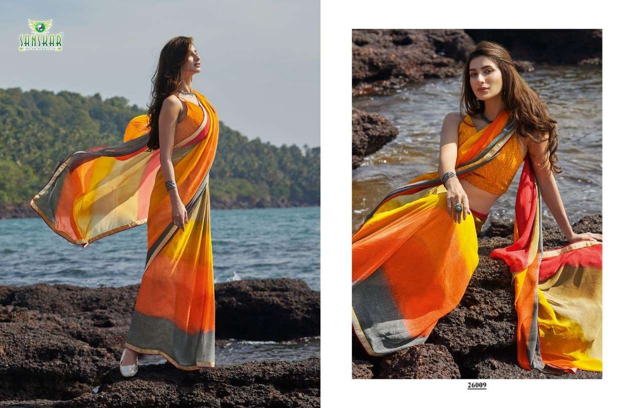 SUHANE PAL VOL-20 BY SANSKAR TEX PRINT 26001 TO 26018 SERIES A INDIAN TRADITIONAL WEAR COLLECTION BEAUTIFUL STYLISH FANCY COLORFUL PARTY WEAR & OCCASIONAL WEAR GEORGETTE PRINTED SAREES AT WHOLESALE PRICE