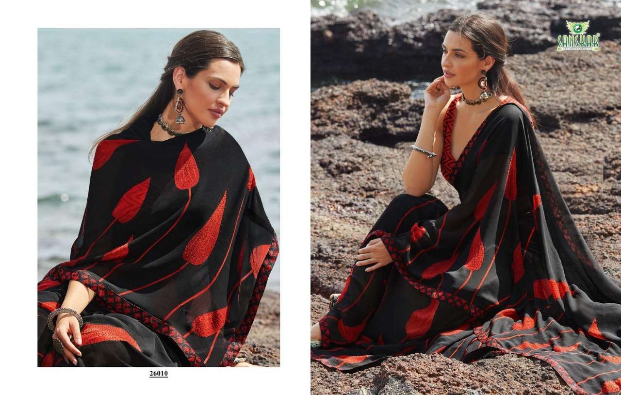 SUHANE PAL VOL-20 BY SANSKAR TEX PRINT 26001 TO 26018 SERIES A INDIAN TRADITIONAL WEAR COLLECTION BEAUTIFUL STYLISH FANCY COLORFUL PARTY WEAR & OCCASIONAL WEAR GEORGETTE PRINTED SAREES AT WHOLESALE PRICE
