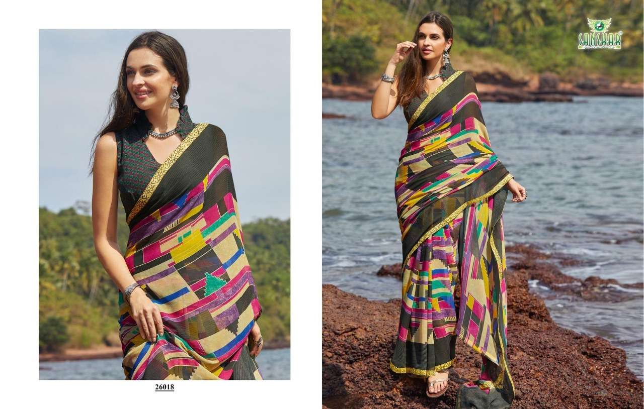 SUHANE PAL VOL-20 BY SANSKAR TEX PRINT 26001 TO 26018 SERIES A INDIAN TRADITIONAL WEAR COLLECTION BEAUTIFUL STYLISH FANCY COLORFUL PARTY WEAR & OCCASIONAL WEAR GEORGETTE PRINTED SAREES AT WHOLESALE PRICE