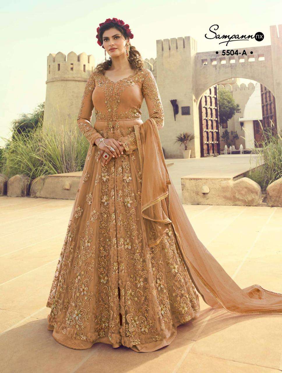 SAMPANN NX COLOURS BY SAMPANN NX ANARKALI DESIGNER BEAUTIFUL SUITS COLORFUL STYLISH FANCY CASUAL WEAR & ETHNIC WEAR BUTTERFLY NET/SILK DRESSES AT WHOLESALE PRICE