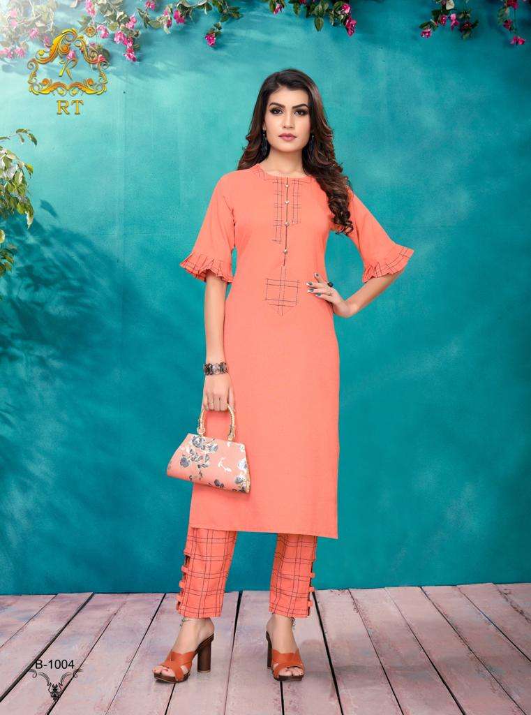 HUNNY BUNNY BY RT 1001 TO 1004 SERIES STYLISH FANCY BEAUTIFUL COLORFUL CASUAL WEAR & ETHNIC WEAR PREMIUM RAYON KURTIS WITH BOTTOM AT WHOLESALE PRICE