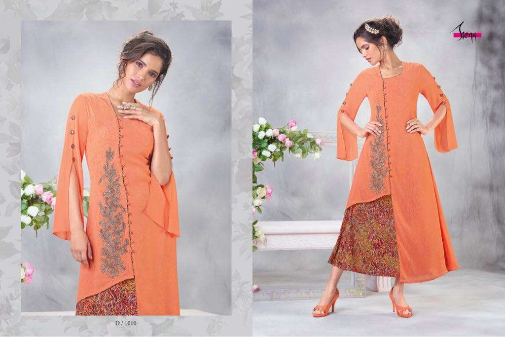Siena Vol-1 By Siena 1008 To 1015 Series Designer Beautiful Stylish Fancy Colorful Party Wear & Ethnic Wear & Ready To Wear Faux Georgette Embroidered Kurtis At Wholesale Price