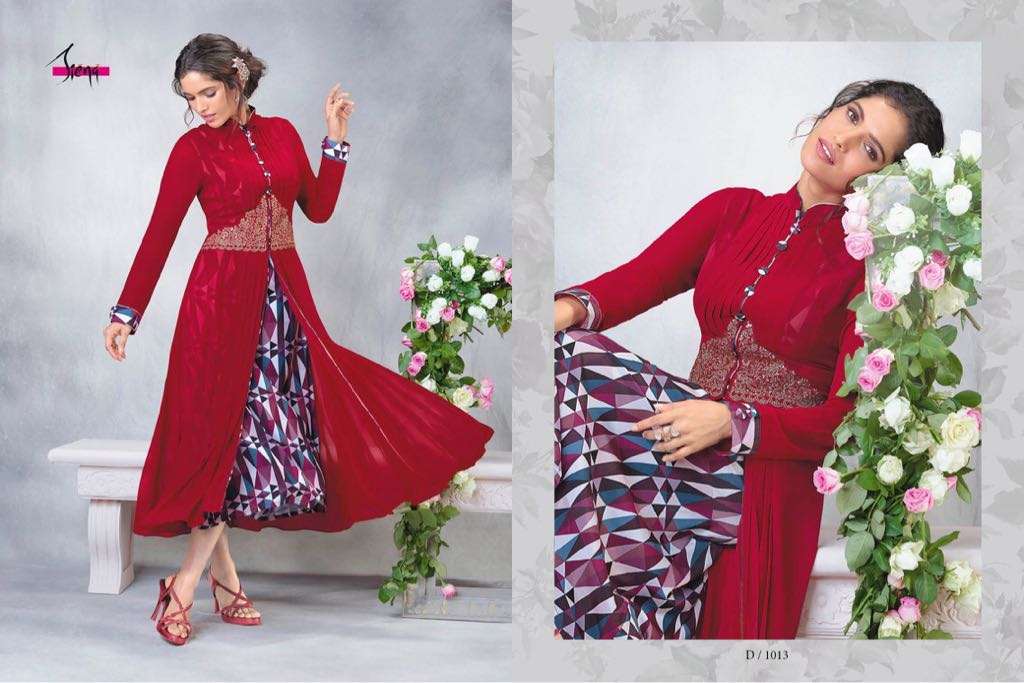 Siena Vol-1 By Siena 1008 To 1015 Series Designer Beautiful Stylish Fancy Colorful Party Wear & Ethnic Wear & Ready To Wear Faux Georgette Embroidered Kurtis At Wholesale Price