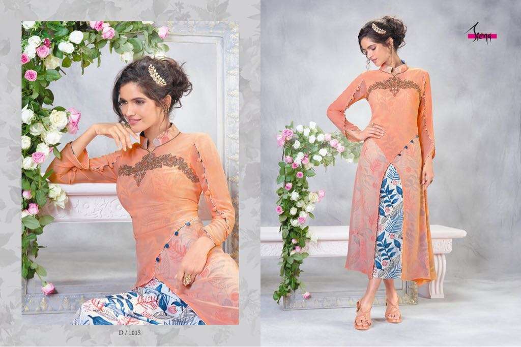 Siena Vol-1 By Siena 1008 To 1015 Series Designer Beautiful Stylish Fancy Colorful Party Wear & Ethnic Wear & Ready To Wear Faux Georgette Embroidered Kurtis At Wholesale Price
