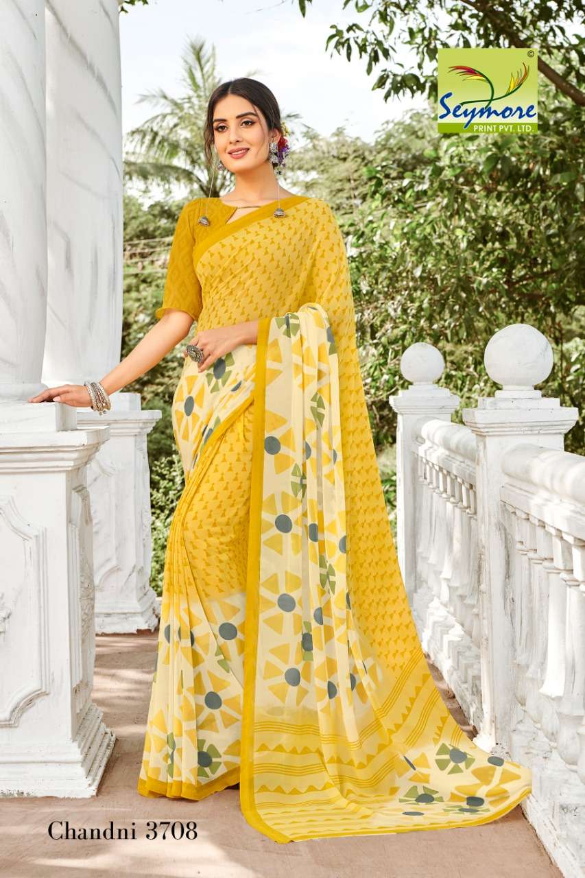 CHANDNI VOL-14A BY SEYMORE PRINTS 3707 TO 3716 SERIES INDIAN TRADITIONAL WEAR COLLECTION BEAUTIFUL STYLISH FANCY COLORFUL PARTY WEAR & OCCASIONAL WEAR GEORGETTE PRINTED SAREES AT WHOLESALE PRICE