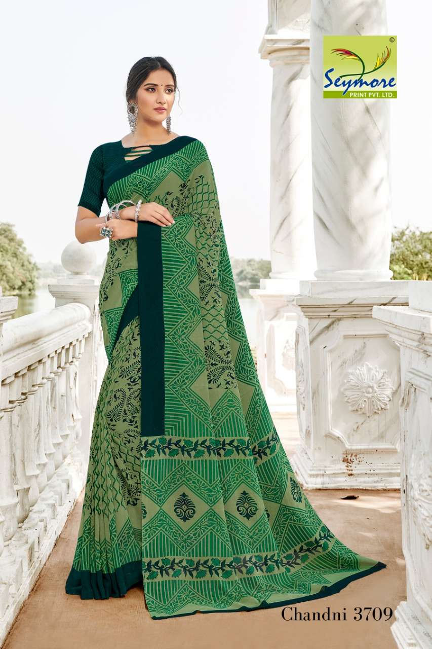CHANDNI VOL-14A BY SEYMORE PRINTS 3707 TO 3716 SERIES INDIAN TRADITIONAL WEAR COLLECTION BEAUTIFUL STYLISH FANCY COLORFUL PARTY WEAR & OCCASIONAL WEAR GEORGETTE PRINTED SAREES AT WHOLESALE PRICE