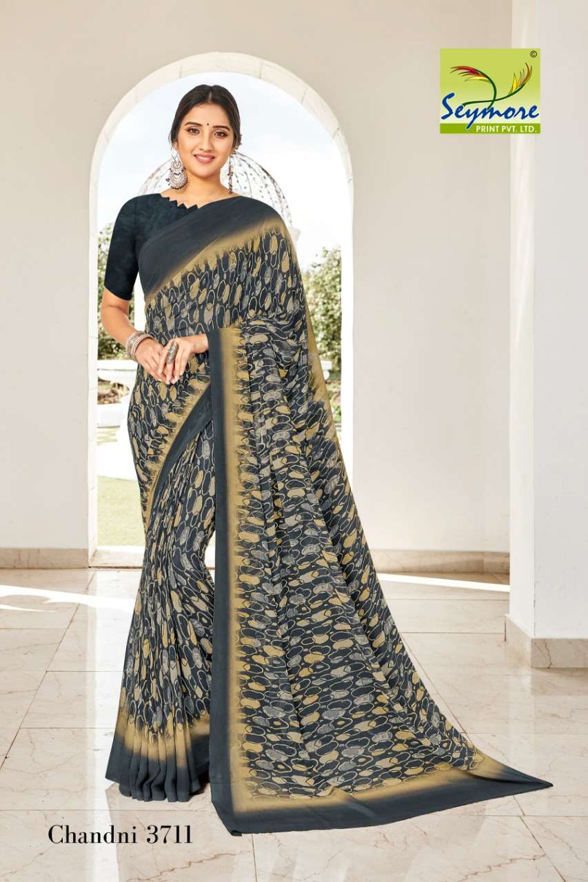 CHANDNI VOL-14A BY SEYMORE PRINTS 3707 TO 3716 SERIES INDIAN TRADITIONAL WEAR COLLECTION BEAUTIFUL STYLISH FANCY COLORFUL PARTY WEAR & OCCASIONAL WEAR GEORGETTE PRINTED SAREES AT WHOLESALE PRICE