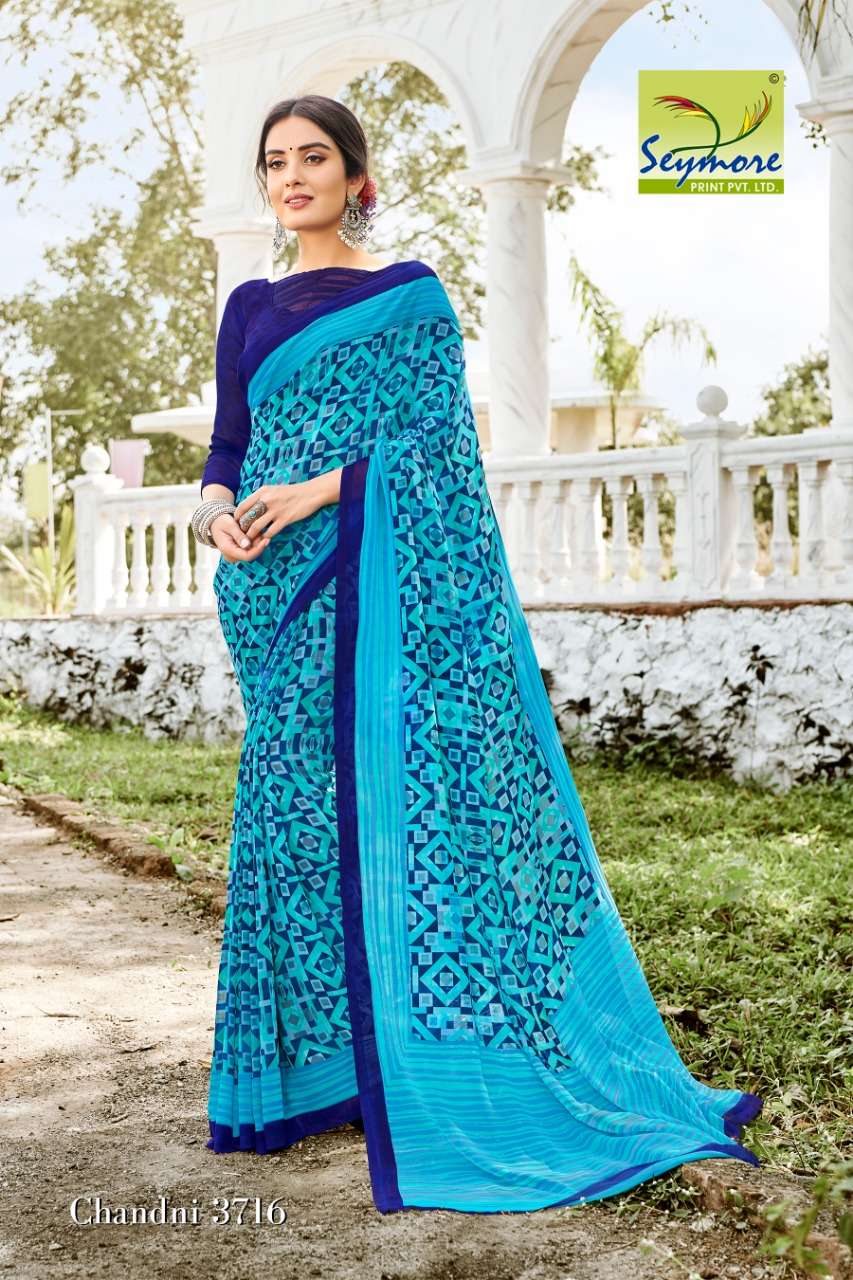 CHANDNI VOL-14A BY SEYMORE PRINTS 3707 TO 3716 SERIES INDIAN TRADITIONAL WEAR COLLECTION BEAUTIFUL STYLISH FANCY COLORFUL PARTY WEAR & OCCASIONAL WEAR GEORGETTE PRINTED SAREES AT WHOLESALE PRICE