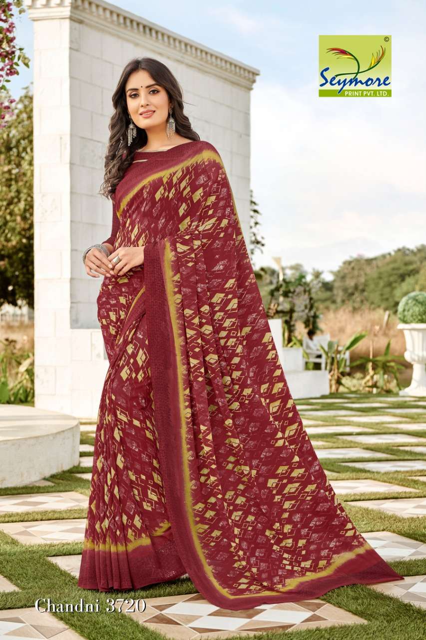 CHANDNI VOL-14B BY SEYMORE PRINTS 3717 TO 3726 SERIES INDIAN TRADITIONAL WEAR COLLECTION BEAUTIFUL STYLISH FANCY COLORFUL PARTY WEAR & OCCASIONAL WEAR GEORGETTE PRINTED SAREES AT WHOLESALE PRICE