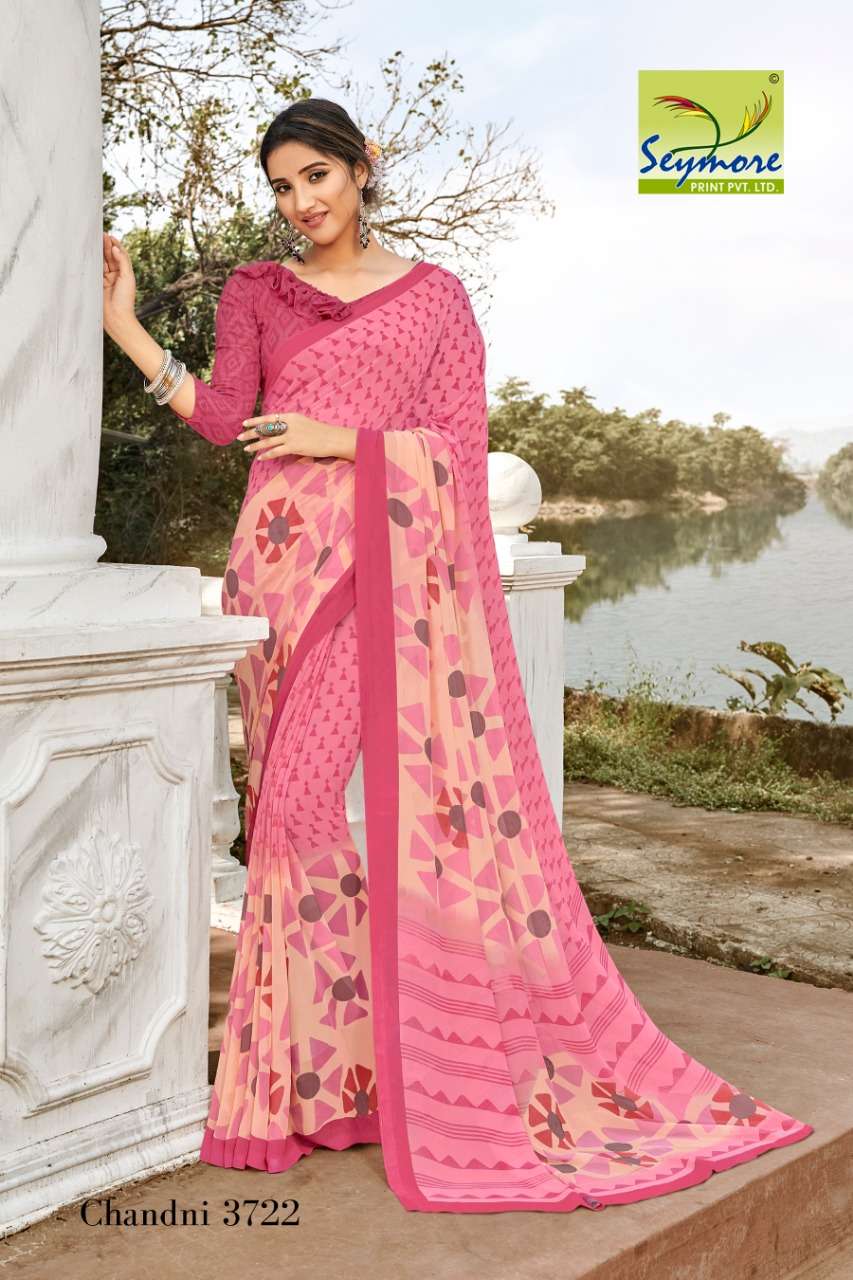 CHANDNI VOL-14B BY SEYMORE PRINTS 3717 TO 3726 SERIES INDIAN TRADITIONAL WEAR COLLECTION BEAUTIFUL STYLISH FANCY COLORFUL PARTY WEAR & OCCASIONAL WEAR GEORGETTE PRINTED SAREES AT WHOLESALE PRICE