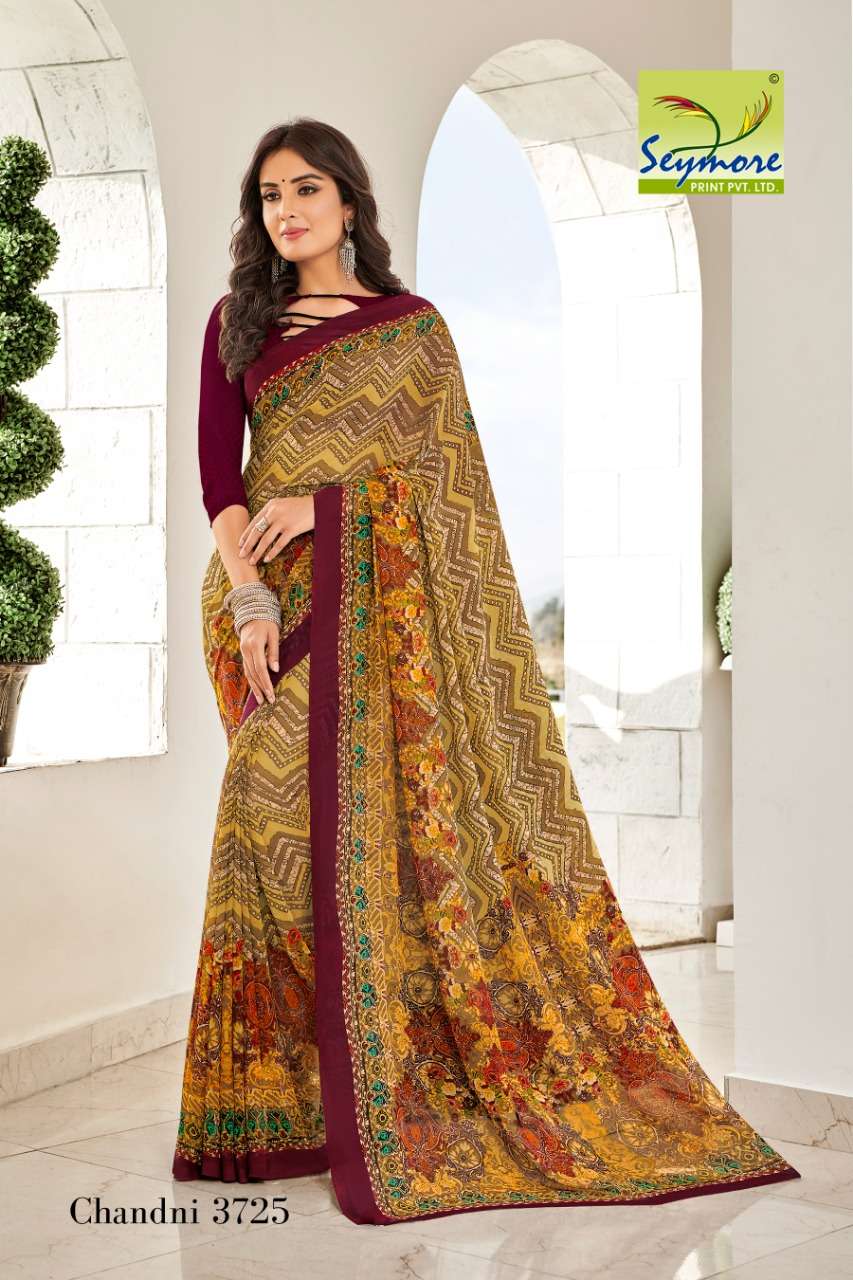 CHANDNI VOL-14B BY SEYMORE PRINTS 3717 TO 3726 SERIES INDIAN TRADITIONAL WEAR COLLECTION BEAUTIFUL STYLISH FANCY COLORFUL PARTY WEAR & OCCASIONAL WEAR GEORGETTE PRINTED SAREES AT WHOLESALE PRICE