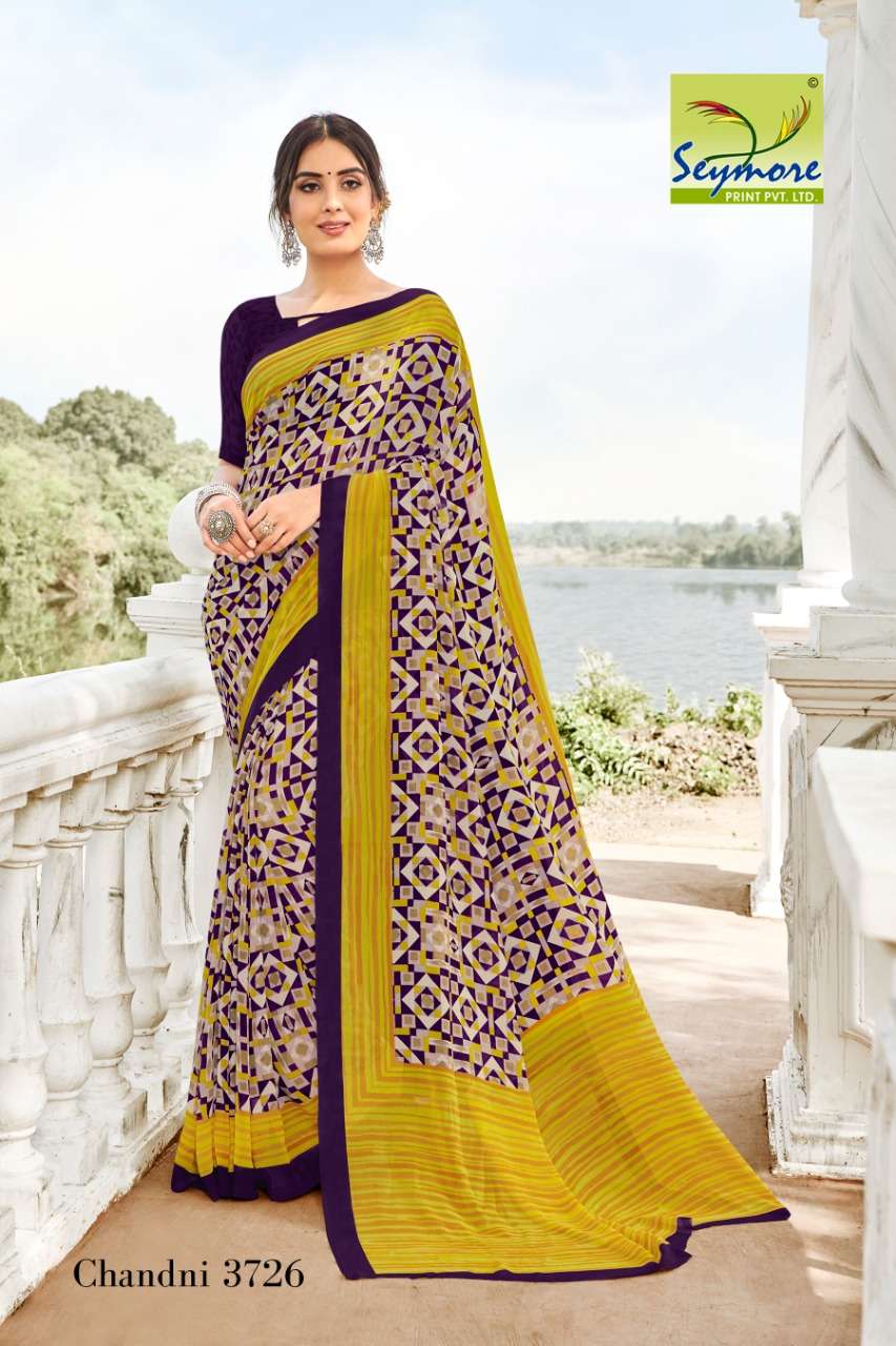 CHANDNI VOL-14B BY SEYMORE PRINTS 3717 TO 3726 SERIES INDIAN TRADITIONAL WEAR COLLECTION BEAUTIFUL STYLISH FANCY COLORFUL PARTY WEAR & OCCASIONAL WEAR GEORGETTE PRINTED SAREES AT WHOLESALE PRICE