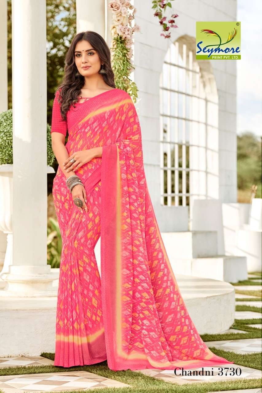 CHANDNI VOL-14C BY SEYMORE PRINTS 3727 TO 3736 SERIES INDIAN TRADITIONAL WEAR COLLECTION BEAUTIFUL STYLISH FANCY COLORFUL PARTY WEAR & OCCASIONAL WEAR GEORGETTE PRINTED SAREES AT WHOLESALE PRICE