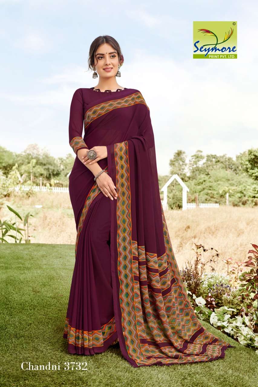 CHANDNI VOL-14C BY SEYMORE PRINTS 3727 TO 3736 SERIES INDIAN TRADITIONAL WEAR COLLECTION BEAUTIFUL STYLISH FANCY COLORFUL PARTY WEAR & OCCASIONAL WEAR GEORGETTE PRINTED SAREES AT WHOLESALE PRICE