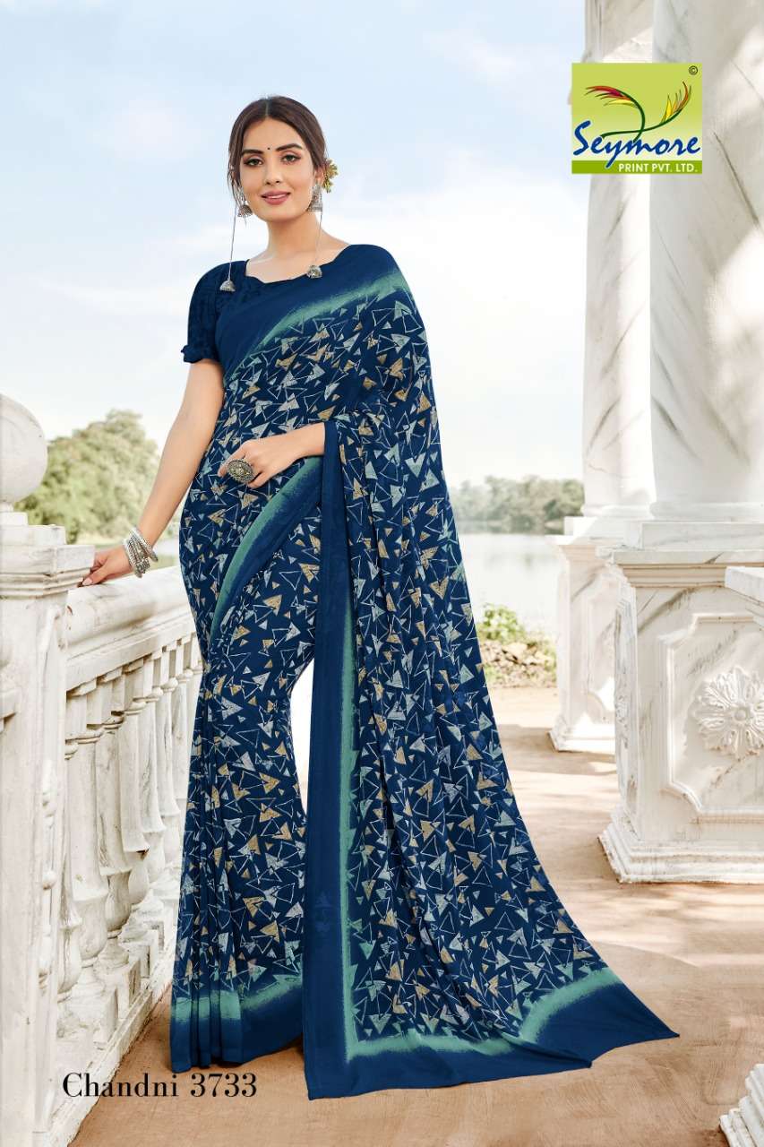 CHANDNI VOL-14C BY SEYMORE PRINTS 3727 TO 3736 SERIES INDIAN TRADITIONAL WEAR COLLECTION BEAUTIFUL STYLISH FANCY COLORFUL PARTY WEAR & OCCASIONAL WEAR GEORGETTE PRINTED SAREES AT WHOLESALE PRICE