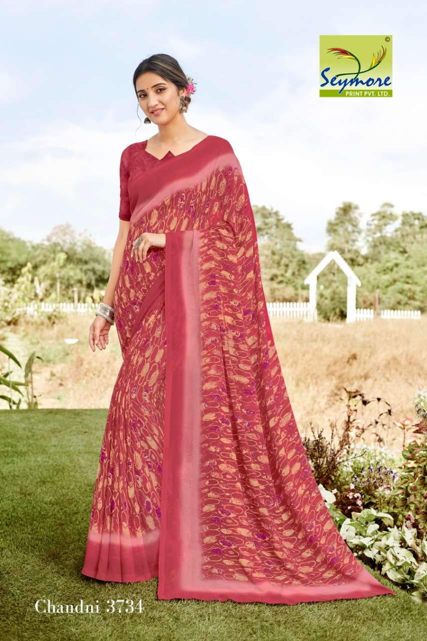 CHANDNI VOL-14C BY SEYMORE PRINTS 3727 TO 3736 SERIES INDIAN TRADITIONAL WEAR COLLECTION BEAUTIFUL STYLISH FANCY COLORFUL PARTY WEAR & OCCASIONAL WEAR GEORGETTE PRINTED SAREES AT WHOLESALE PRICE