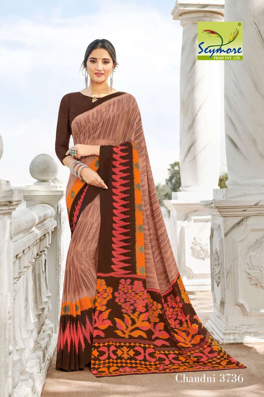 CHANDNI VOL-14C BY SEYMORE PRINTS 3727 TO 3736 SERIES INDIAN TRADITIONAL WEAR COLLECTION BEAUTIFUL STYLISH FANCY COLORFUL PARTY WEAR & OCCASIONAL WEAR GEORGETTE PRINTED SAREES AT WHOLESALE PRICE