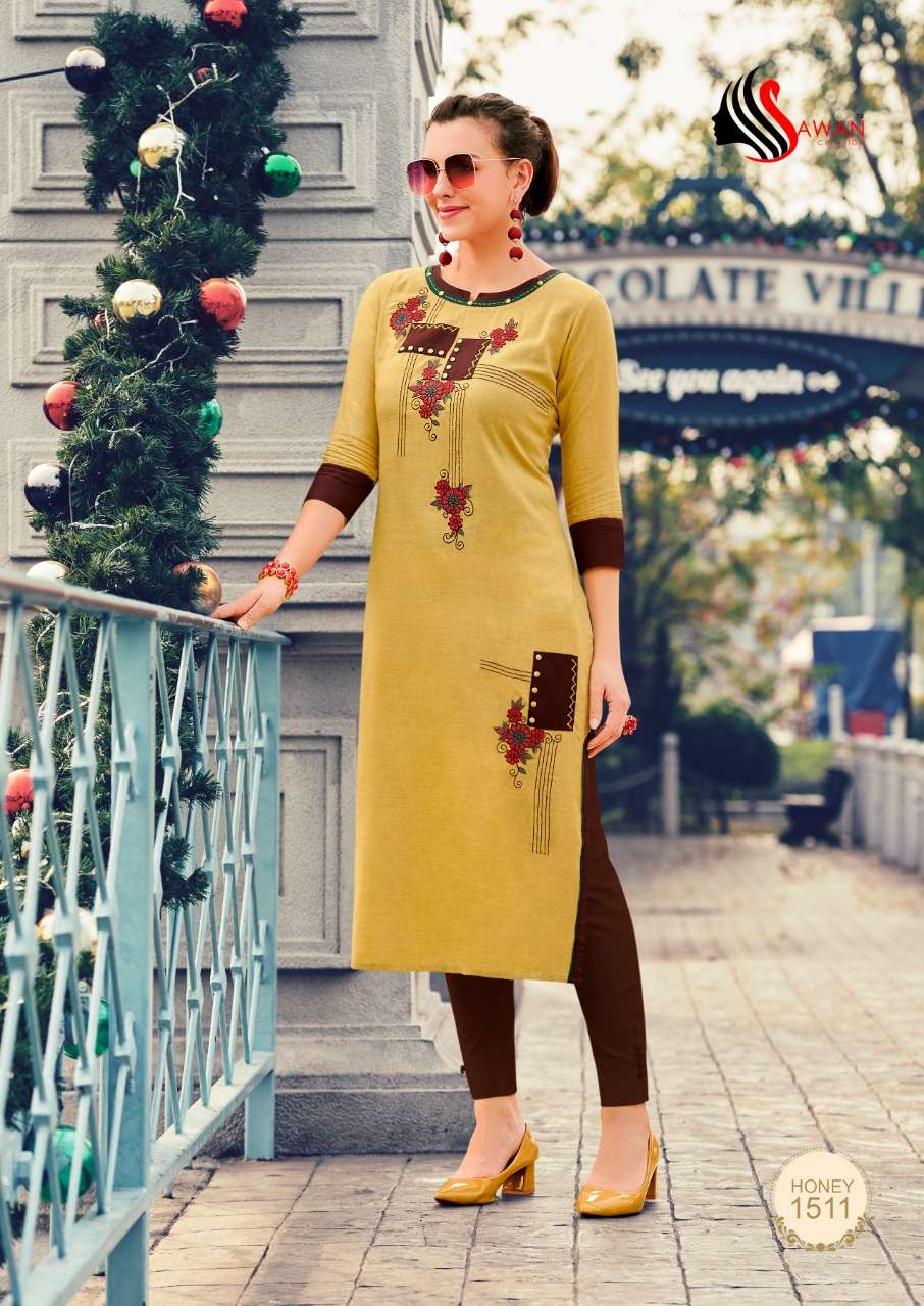 HONEY VOL-15 BY SAWAN CREATION 1501 TO 1512 SERIES BEAUTIFUL COLORFUL STYLISH FANCY CASUAL WEAR & ETHNIC WEAR & READY TO WEAR HEAVY RAYON PRINTED KURTIS AT WHOLESALE PRICE