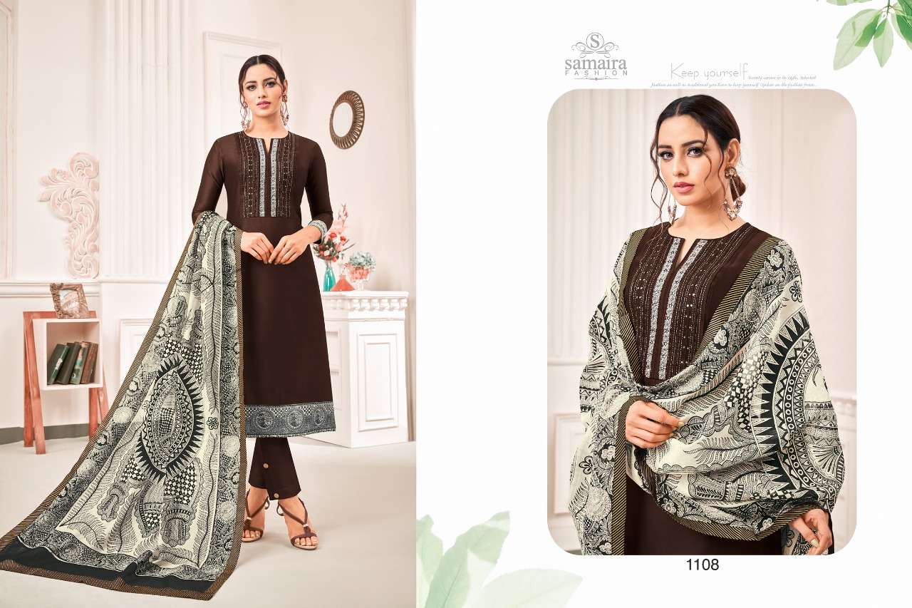 ABHINANDAN VOL-3 BY SAMAIRA FASHION 1107 TO 1113 SERIES BEAUTIFUL STYLISH FANCY COLORFUL CASUAL WEAR & ETHNIC WEAR PURE JAM SILK WITH WORK DRESSES AT WHOLESALE PRICE