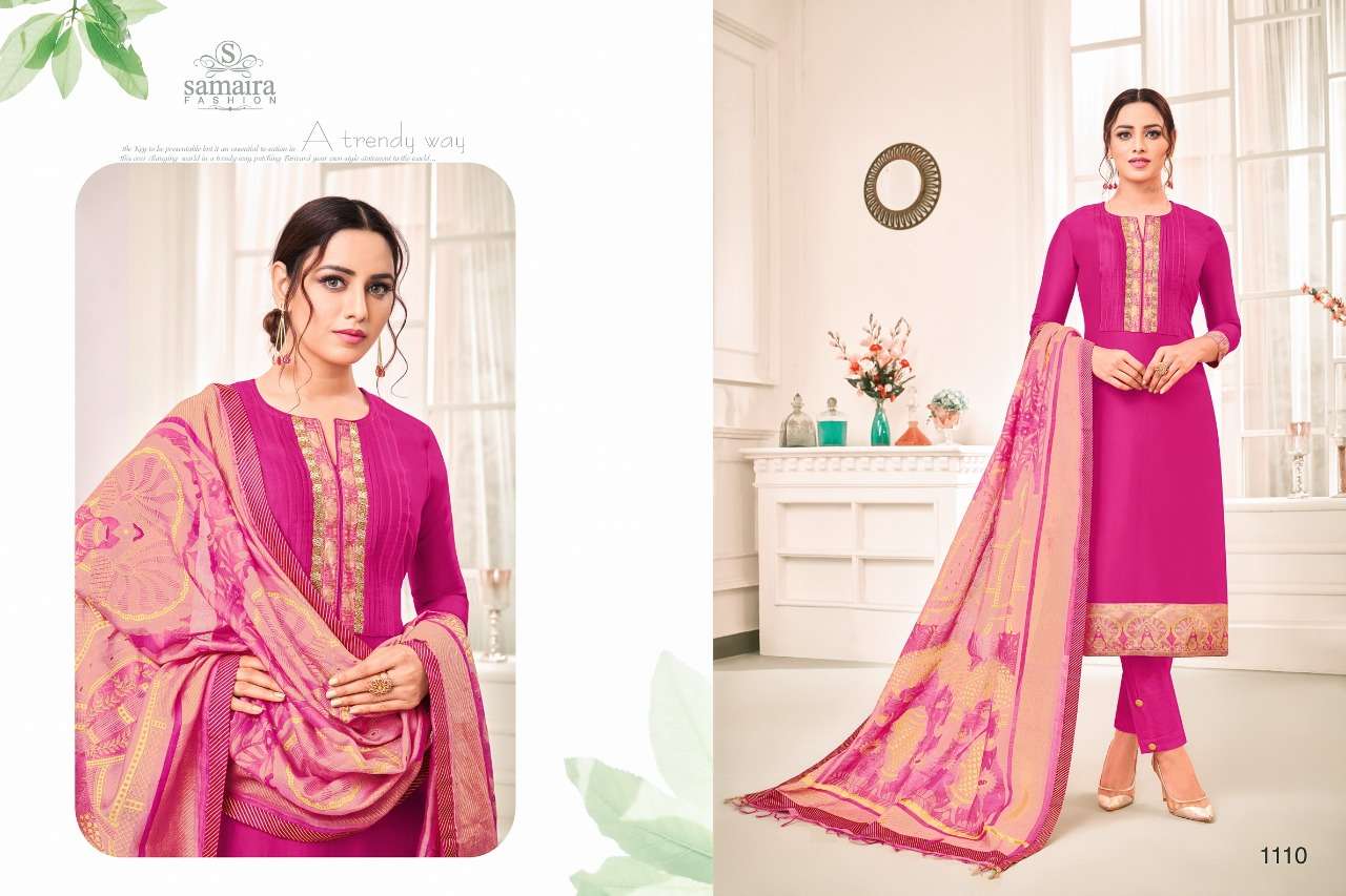 ABHINANDAN VOL-3 BY SAMAIRA FASHION 1107 TO 1113 SERIES BEAUTIFUL STYLISH FANCY COLORFUL CASUAL WEAR & ETHNIC WEAR PURE JAM SILK WITH WORK DRESSES AT WHOLESALE PRICE
