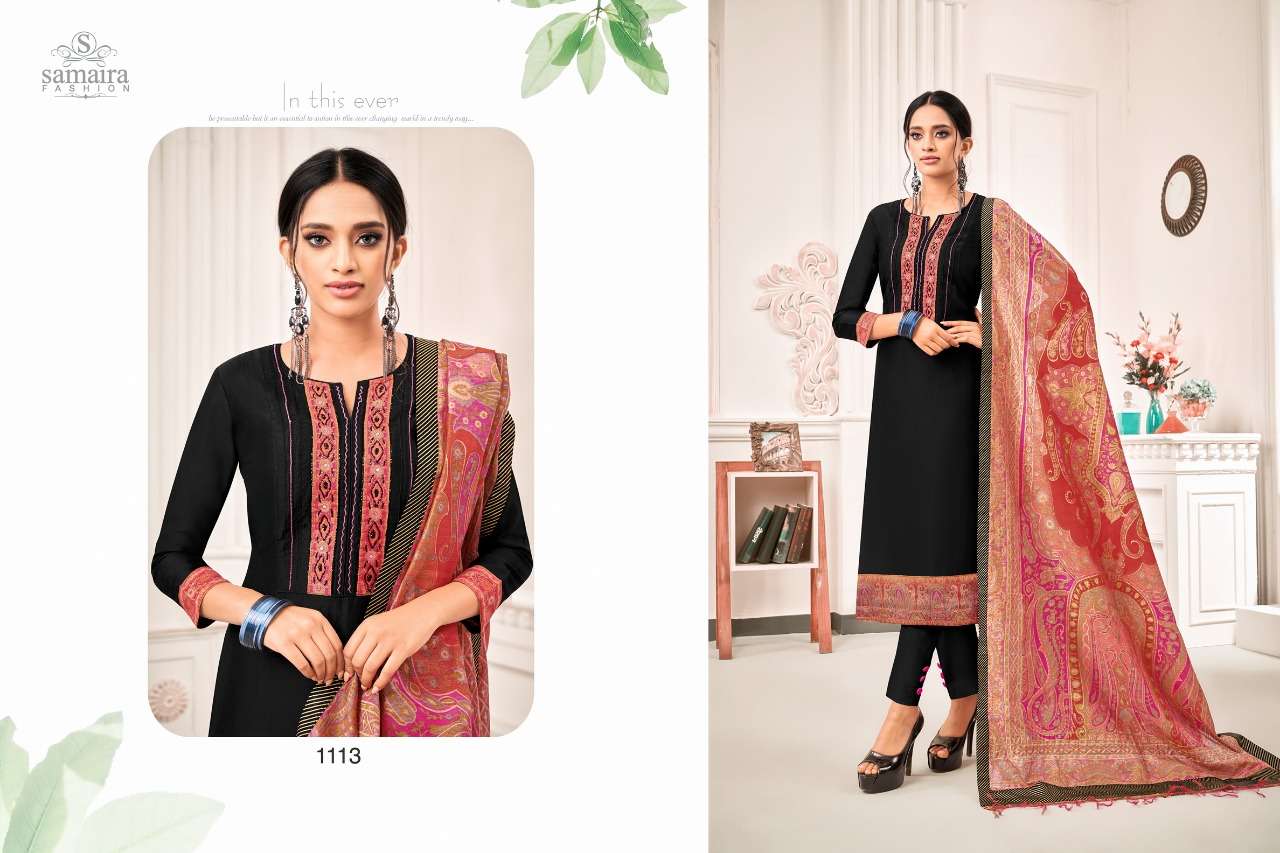 ABHINANDAN VOL-3 BY SAMAIRA FASHION 1107 TO 1113 SERIES BEAUTIFUL STYLISH FANCY COLORFUL CASUAL WEAR & ETHNIC WEAR PURE JAM SILK WITH WORK DRESSES AT WHOLESALE PRICE