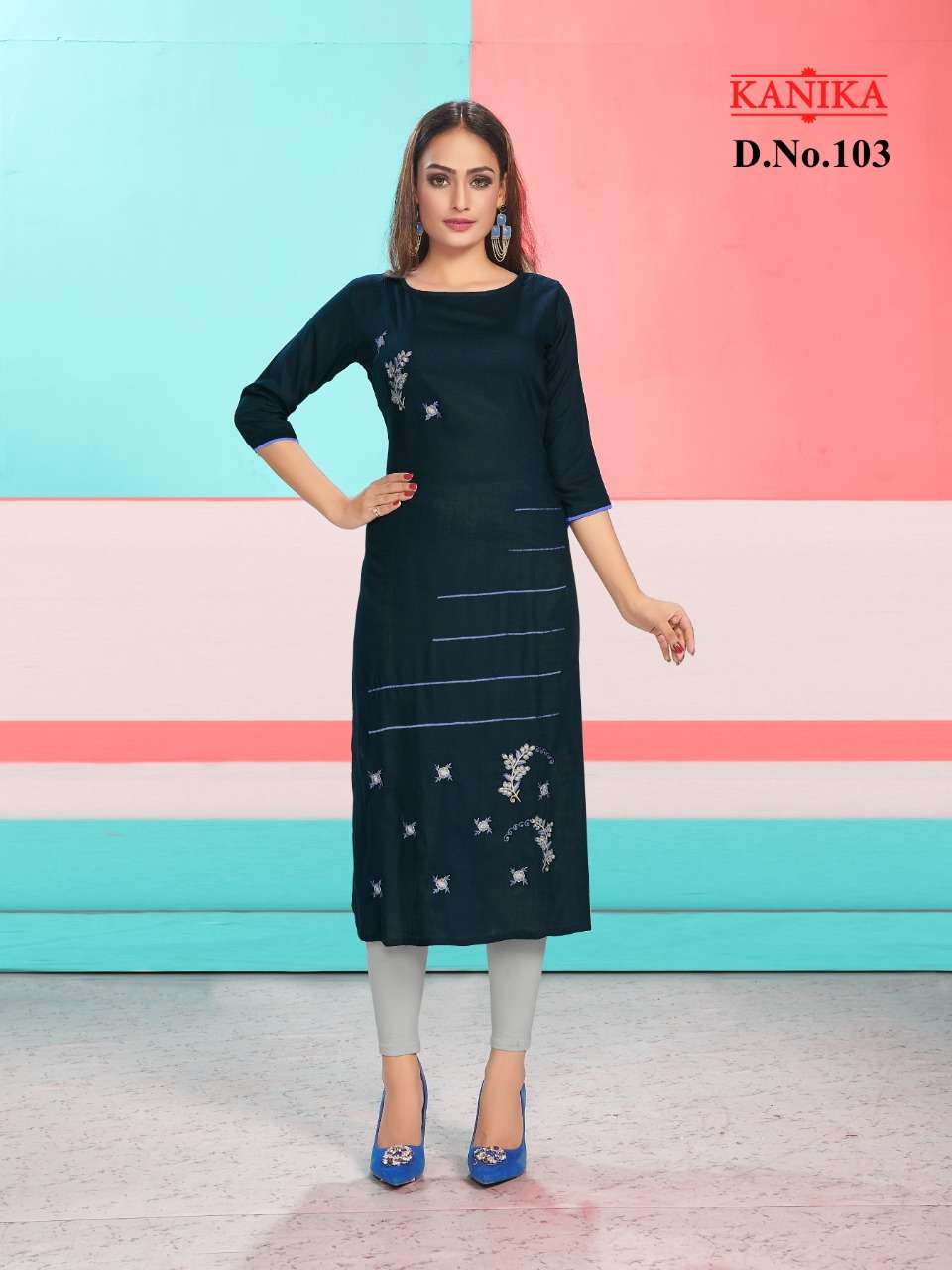 ANERI VOL-1 BY KANIKA 101 TO 108 SERIES STYLISH FANCY BEAUTIFUL COLORFUL CASUAL WEAR & ETHNIC WEAR RAYON SLUB EMBROIDERED KURTIS AT WHOLESALE PRICE