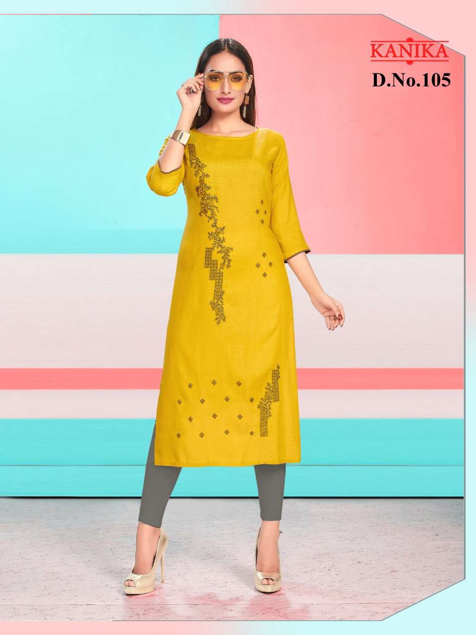 ANERI VOL-1 BY KANIKA 101 TO 108 SERIES STYLISH FANCY BEAUTIFUL COLORFUL CASUAL WEAR & ETHNIC WEAR RAYON SLUB EMBROIDERED KURTIS AT WHOLESALE PRICE