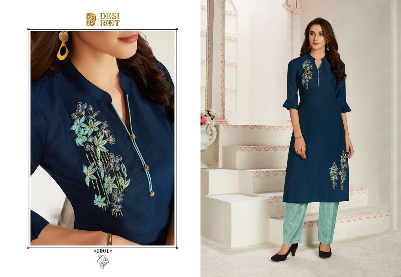 GALMOUR BY DESI ROOT 1001 TO 1008 SERIES STYLISH FANCY BEAUTIFUL COLORFUL CASUAL WEAR & ETHNIC WEAR MUSLIN / SILK/ LINEN EMBROIDERED KURTIS AT WHOLESALE PRICE