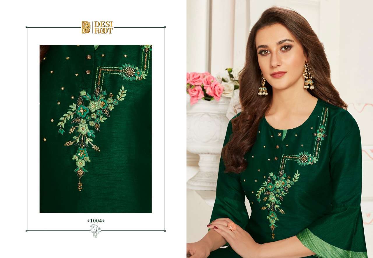 GALMOUR BY DESI ROOT 1001 TO 1008 SERIES STYLISH FANCY BEAUTIFUL COLORFUL CASUAL WEAR & ETHNIC WEAR MUSLIN / SILK/ LINEN EMBROIDERED KURTIS AT WHOLESALE PRICE
