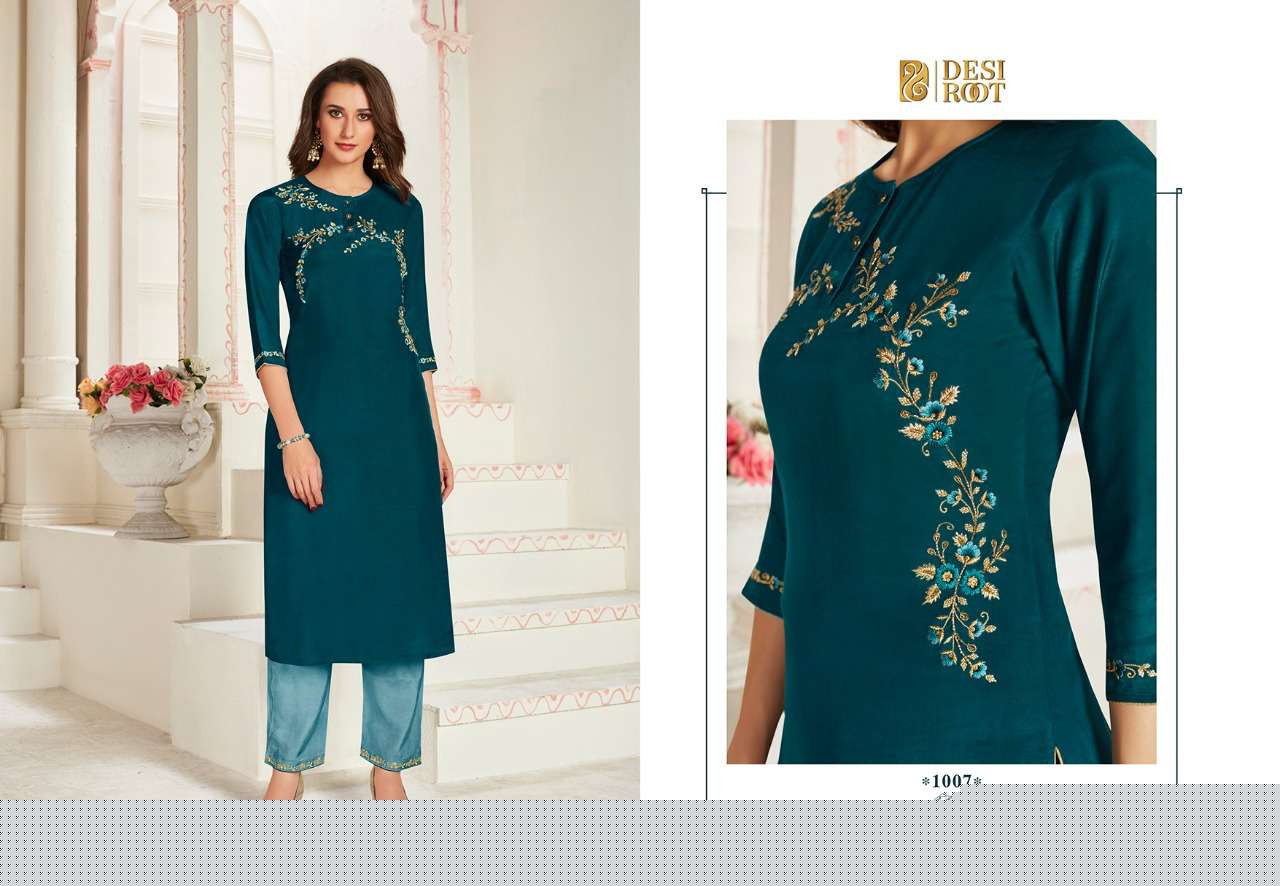 GALMOUR BY DESI ROOT 1001 TO 1008 SERIES STYLISH FANCY BEAUTIFUL COLORFUL CASUAL WEAR & ETHNIC WEAR MUSLIN / SILK/ LINEN EMBROIDERED KURTIS AT WHOLESALE PRICE