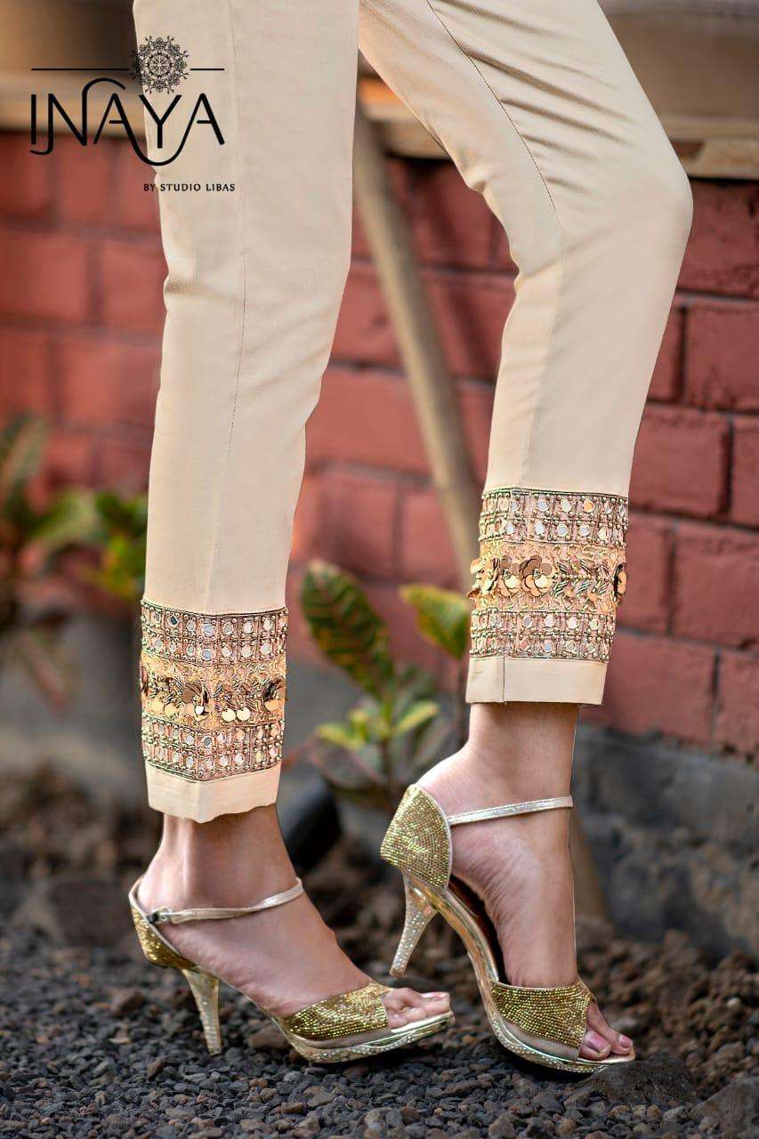 CIGARETTE PANTS VOL-12 BY INAYA 1201 TO 1203 SERIES INDIAN TRADITIONAL WEAR COLLECTION BEAUTIFUL STYLISH FANCY COLORFUL PARTY WEAR & OCCASIONAL WEAR COTTON WITH STRETCH COMFORTABLY AT WHOLESALE PRICE