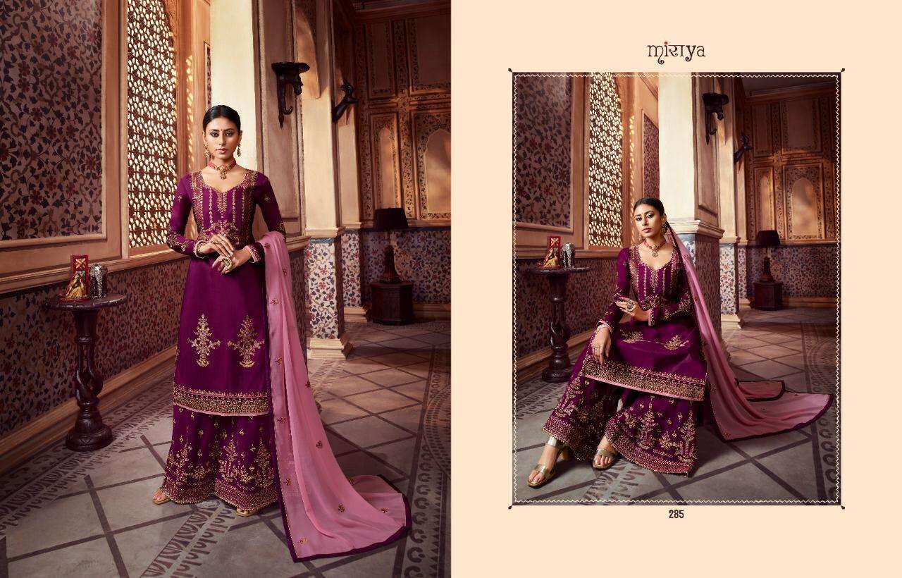 MIRAYA VOL-11 BY AARAV TRENDZ 282 to 286 SERIES DESIGNER SHARARA SUITS COLLECTION BEAUTIFUL STYLISH COLORFUL FANCY PARTY WEAR & OCCASIONAL WEAR MEENAKARI JACQUARD WITH WORK & HANDWORK DRESSES AT WHOLESALE PRICE
