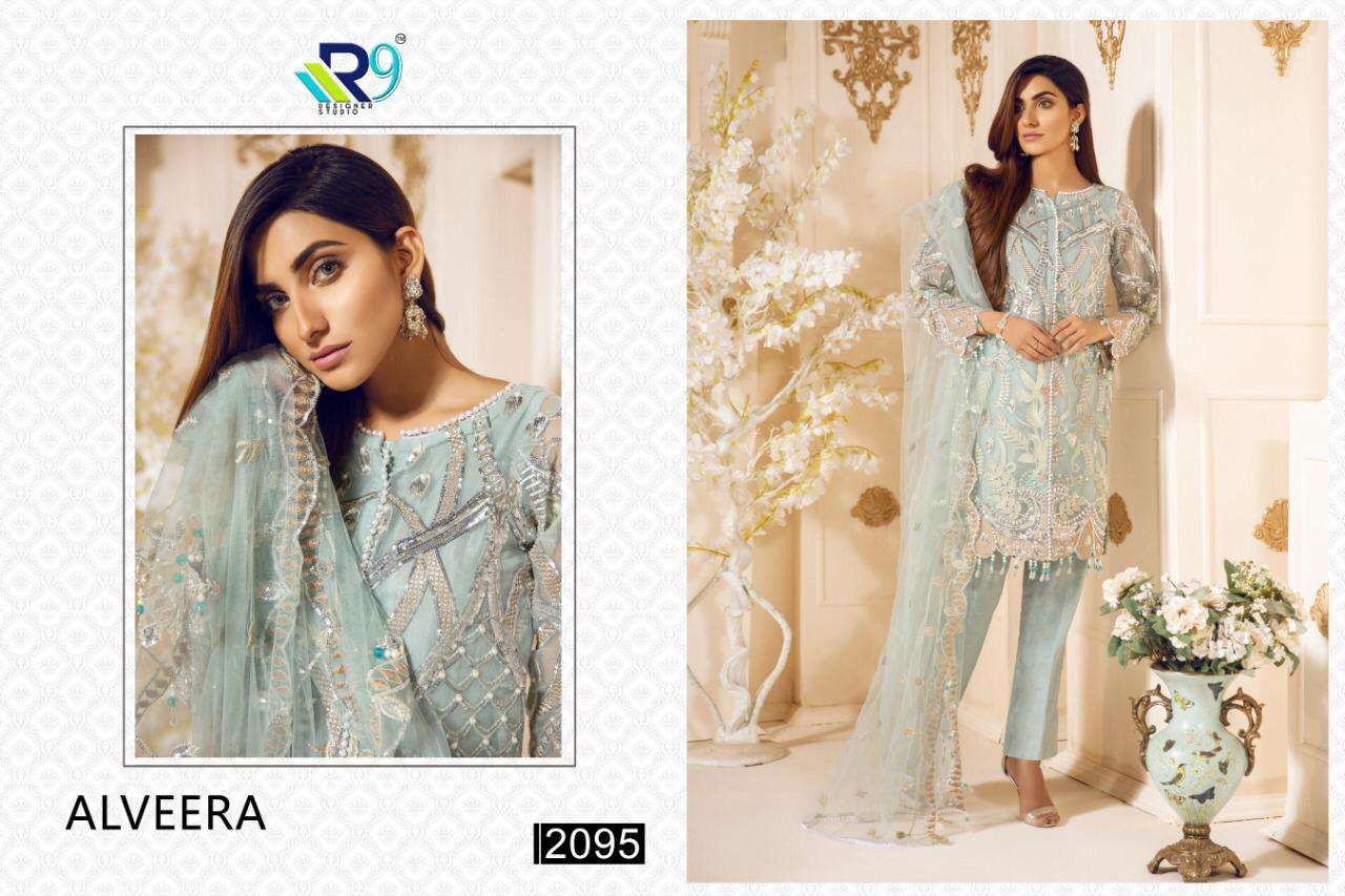 ALVEERA BY R9 2095 TO 2099 SERIES BEAUTIFUL PAKISTANI SUITS COLORFUL STYLISH FANCY CASUAL WEAR & ETHNIC WEAR NET WITH EMBROIDERY DRESSES AT WHOLESALE PRICE