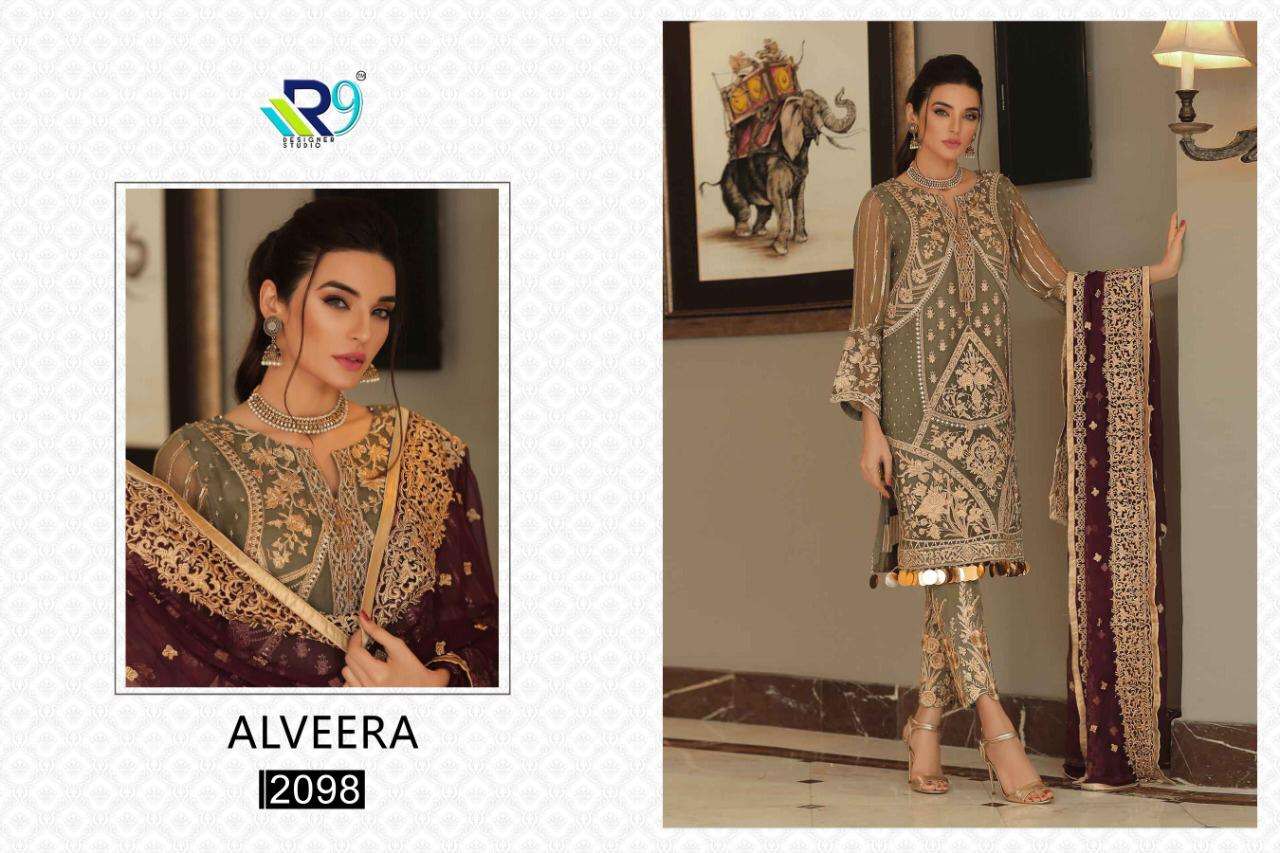 ALVEERA BY R9 2095 TO 2099 SERIES BEAUTIFUL PAKISTANI SUITS COLORFUL STYLISH FANCY CASUAL WEAR & ETHNIC WEAR NET WITH EMBROIDERY DRESSES AT WHOLESALE PRICE