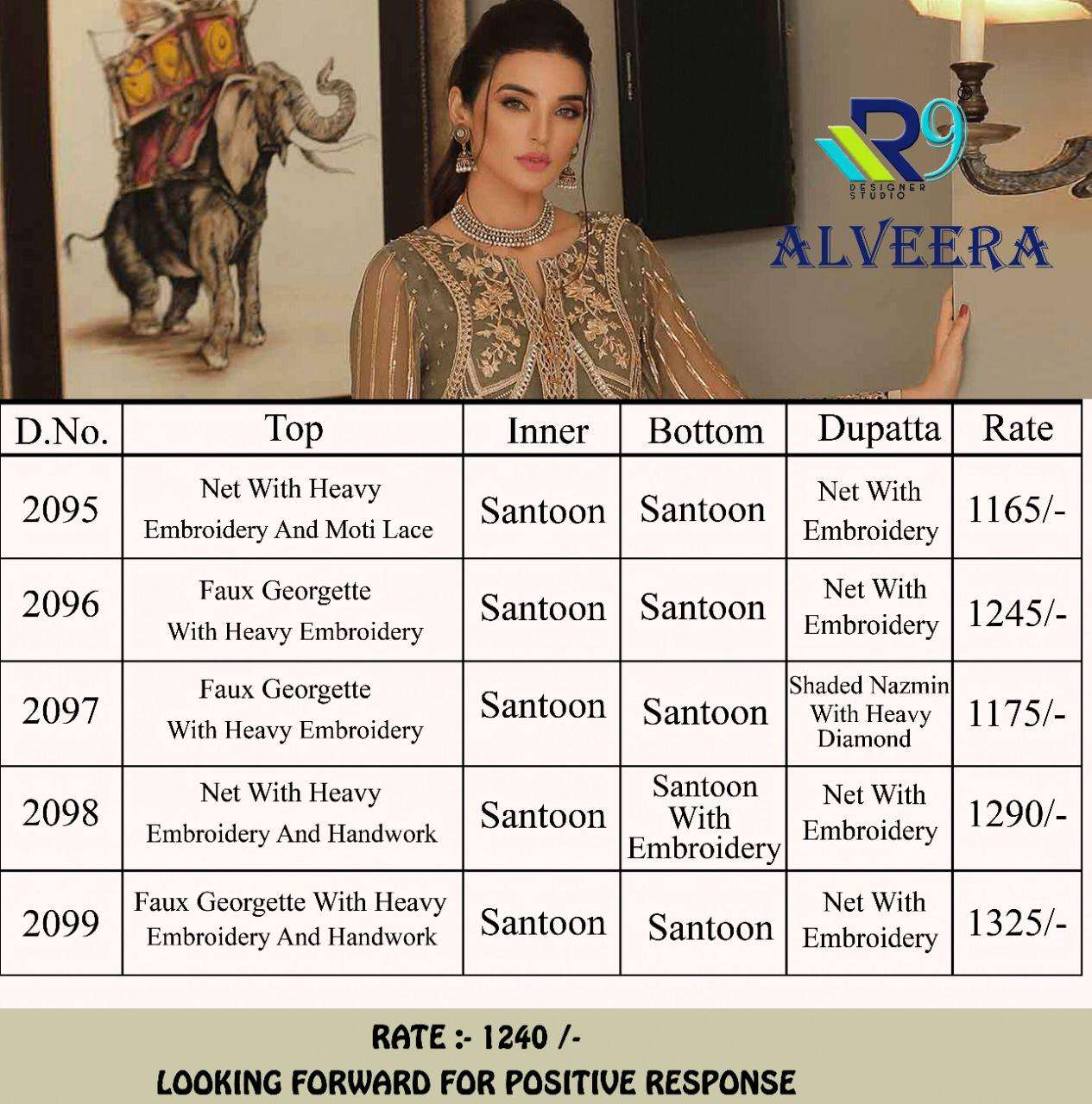 ALVEERA BY R9 2095 TO 2099 SERIES BEAUTIFUL PAKISTANI SUITS COLORFUL STYLISH FANCY CASUAL WEAR & ETHNIC WEAR NET WITH EMBROIDERY DRESSES AT WHOLESALE PRICE
