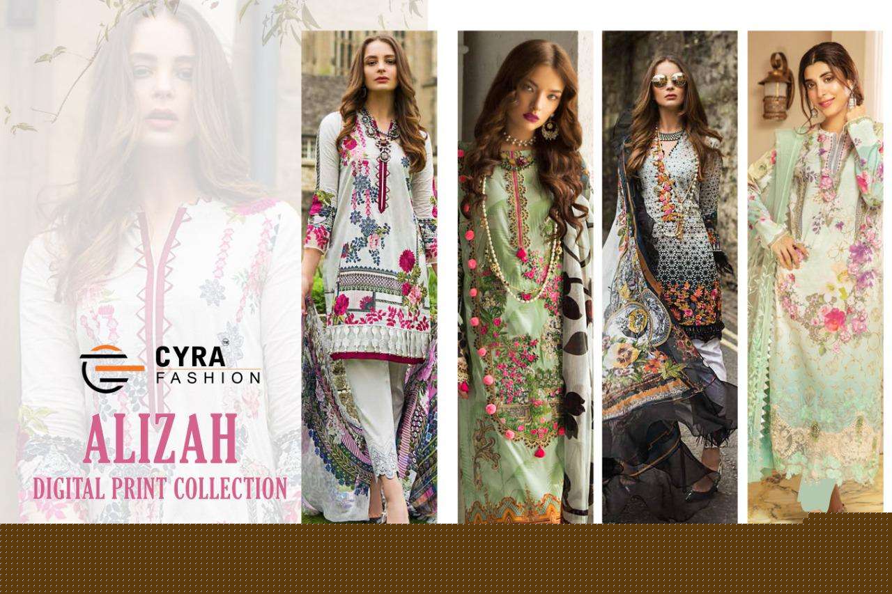 ALIZAH BY CYRA FASHION 50001 TO 50004 SERIES BEAUTIFUL PAKISTANI SUITS COLORFUL STYLISH FANCY CASUAL WEAR & ETHNIC WEAR JAM COTTON WITH PATCH EMBROIDERY DRESSES AT WHOLESALE PRICE