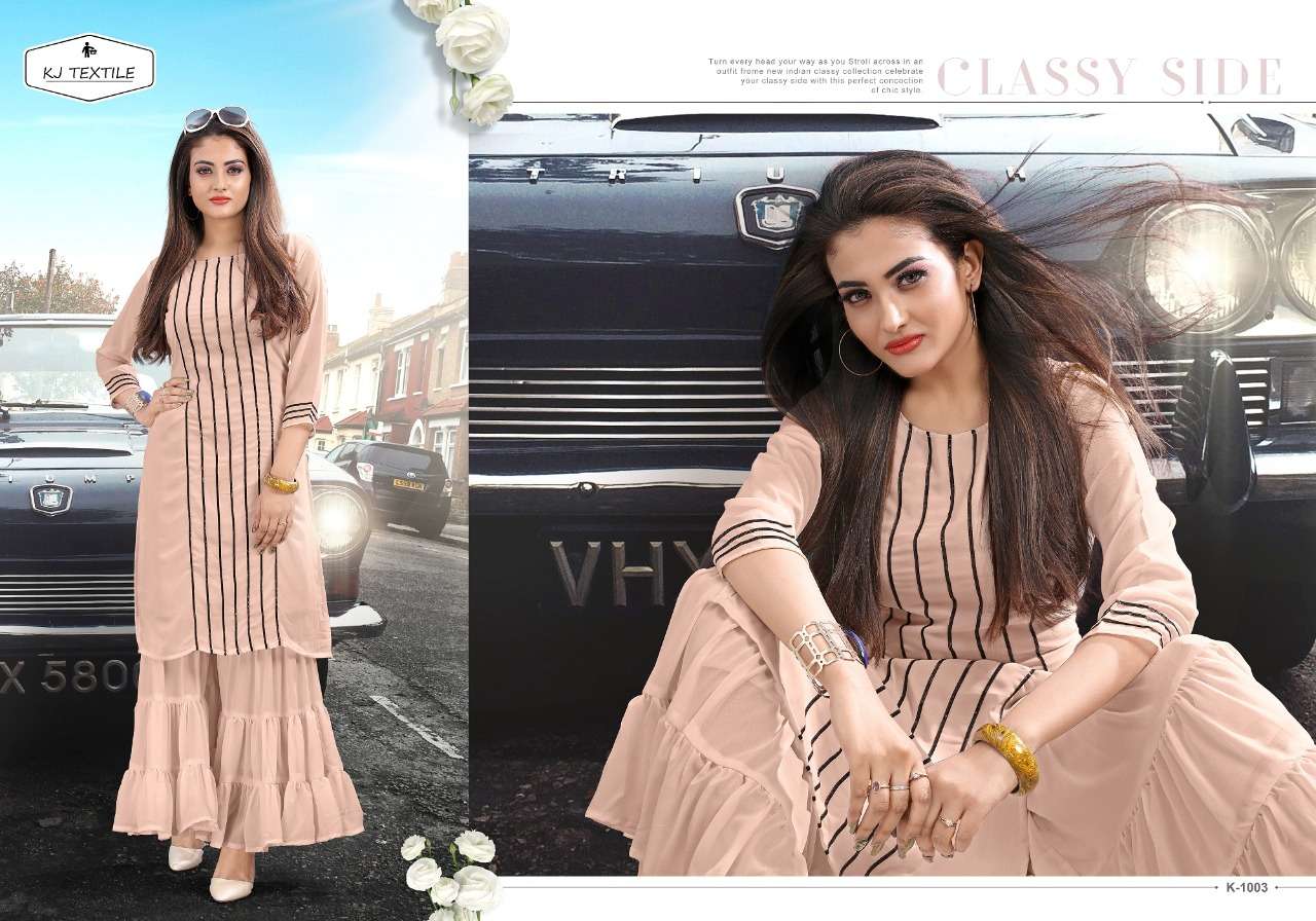LONDON LOVE BY KJ COTTON 1001 TO 1008 SERIES DESIGNER BEAUTIFUL STYLISH FANCY COLORFUL PARTY WEAR & OCCASIONAL WEAR GEORGETTE/RAYON/COTTON PRINTED KURTIS WITH BOTTOM AT WHOLESALE PRICE
