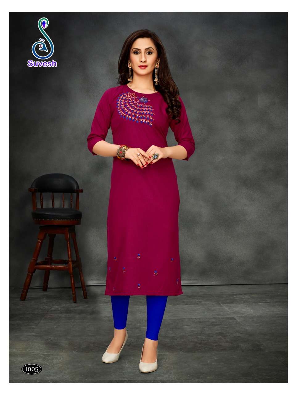 S10 BY SUVESH 1001 TO 1010 SERIES BEAUTIFUL COLORFUL STYLISH FANCY CASUAL WEAR & ETHNIC WEAR & READY TO WEAR COTTON SLUB WITH EMBROIDERY KURTIS AT WHOLESALE PRICE