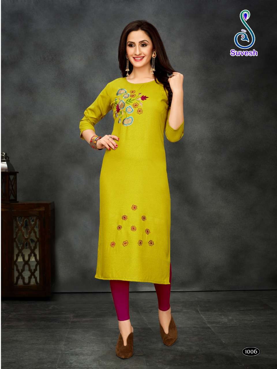 S10 BY SUVESH 1001 TO 1010 SERIES BEAUTIFUL COLORFUL STYLISH FANCY CASUAL WEAR & ETHNIC WEAR & READY TO WEAR COTTON SLUB WITH EMBROIDERY KURTIS AT WHOLESALE PRICE