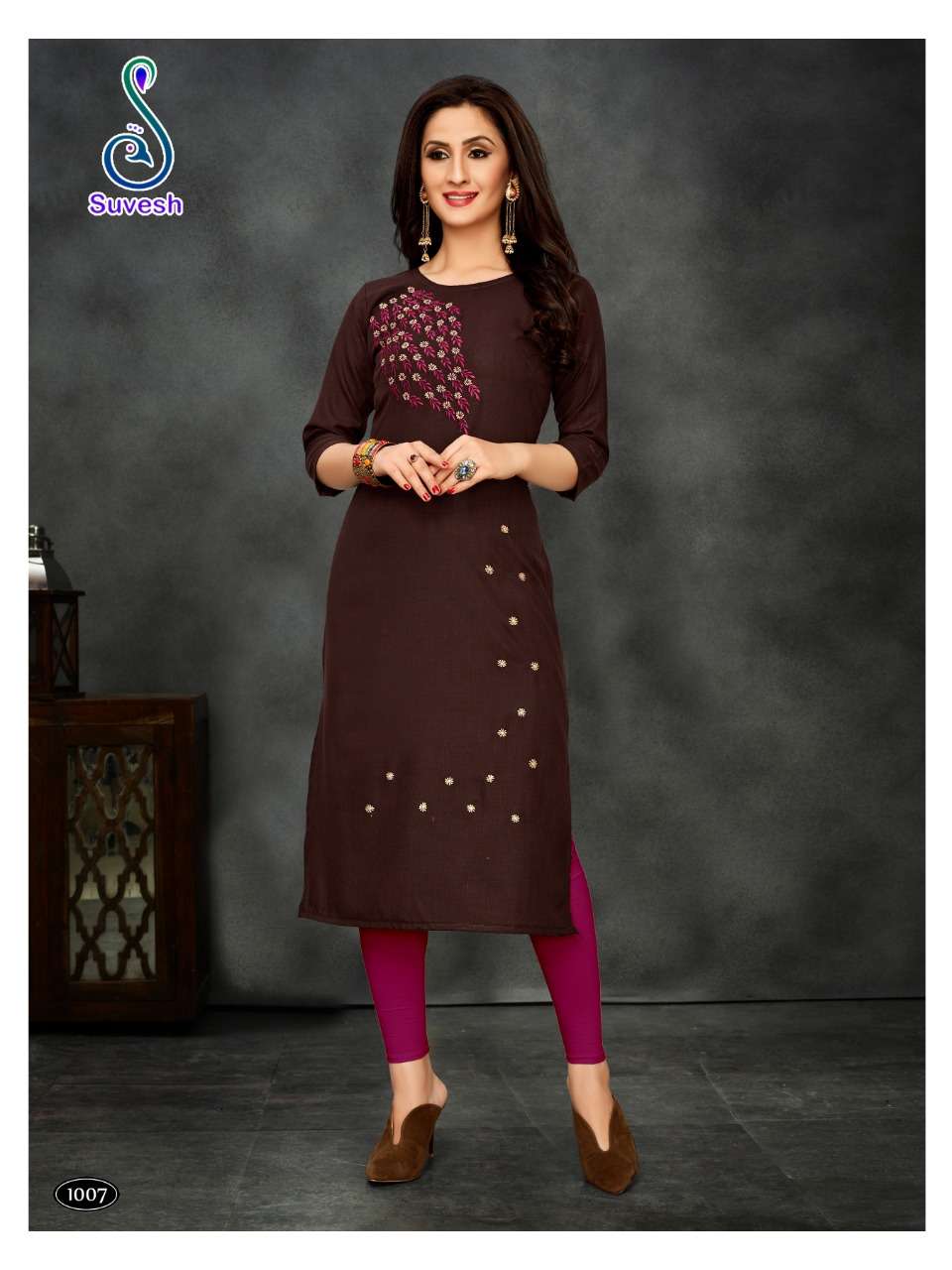 S10 BY SUVESH 1001 TO 1010 SERIES BEAUTIFUL COLORFUL STYLISH FANCY CASUAL WEAR & ETHNIC WEAR & READY TO WEAR COTTON SLUB WITH EMBROIDERY KURTIS AT WHOLESALE PRICE