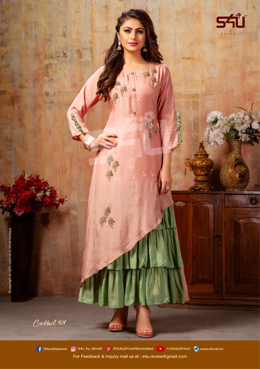 COCKTAIL VOL-3 BY S4U FASHION 301 TO 307 SERIES DESIGNER WEAR COLLECTION BEAUTIFUL STYLISH FANCY COLORFUL PARTY WEAR & OCCASIONAL WEAR FANCY FABRIC WITH EMBROIDERY GOWNS AT WHOLESALE PRICE