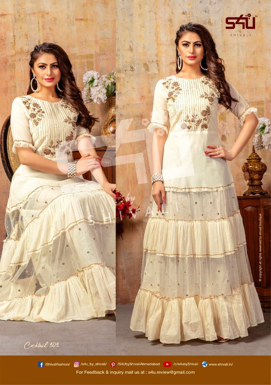 COCKTAIL VOL-3 BY S4U FASHION 301 TO 307 SERIES DESIGNER WEAR COLLECTION BEAUTIFUL STYLISH FANCY COLORFUL PARTY WEAR & OCCASIONAL WEAR FANCY FABRIC WITH EMBROIDERY GOWNS AT WHOLESALE PRICE